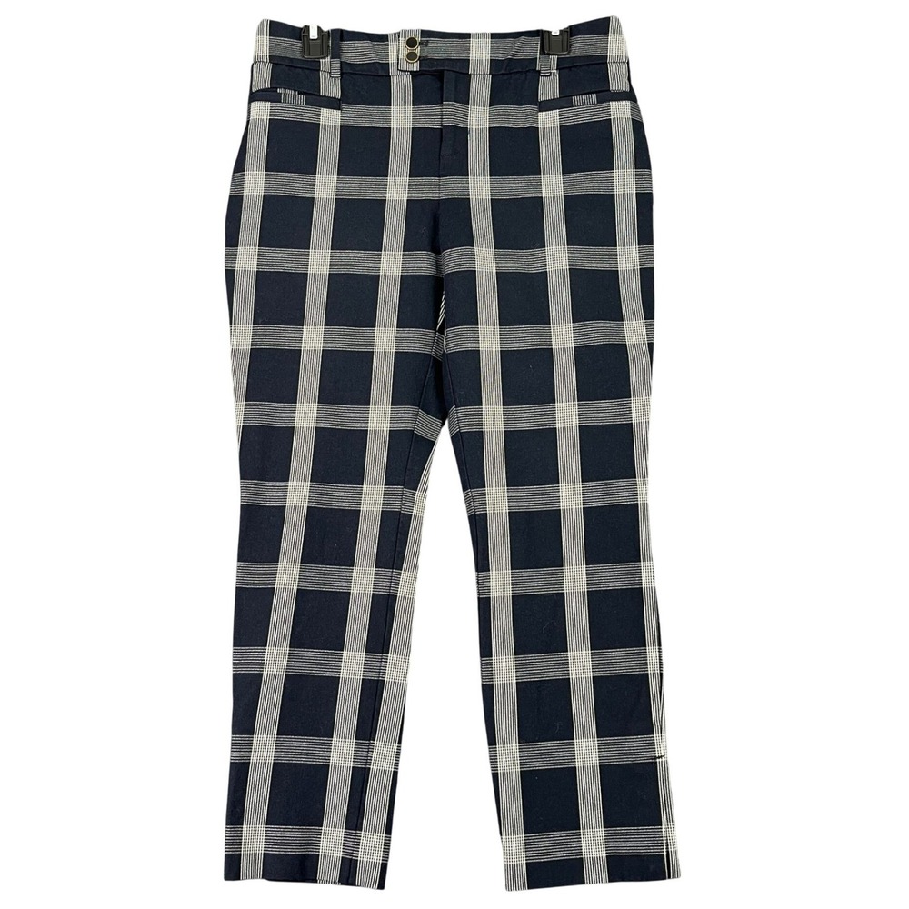 Anthropologie The Essential Slim Pants Womens 8 Plaid Stretch Ankle Trousers